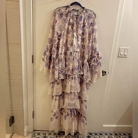 Floral Maxi Dress in Purple and Cream - Picture 11 of 15